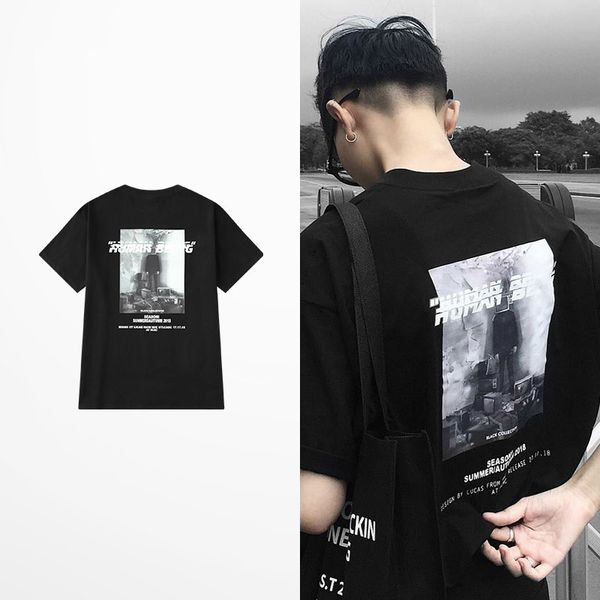 

tee summer tide mark funny t-shirts hip hop men skate t-punk rock shirt streetwear t-shirt homme, White;black