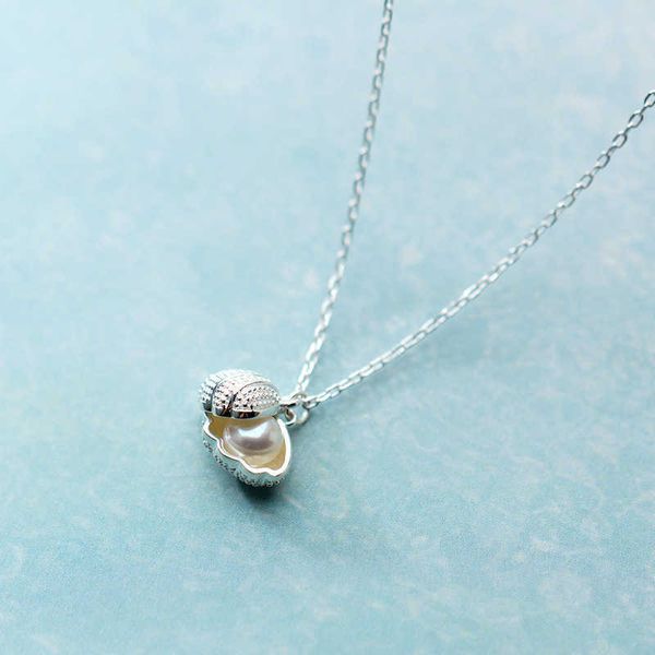 

designer necklace korean solid natural freshwater pearl shell fashion pendants for women classic charm jewelry statement gift for girls, Silver