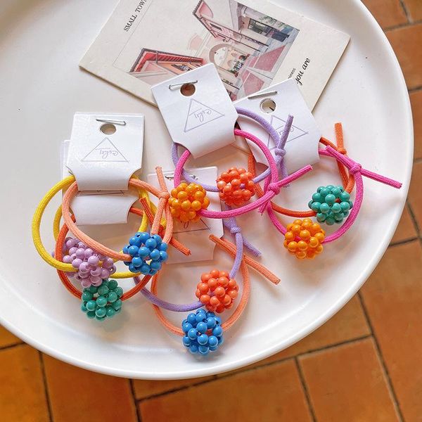 

hair accessories korea department of cute billiard ball children ring small fresh baby on the rope girls wear rubber band cover, Slivery;white