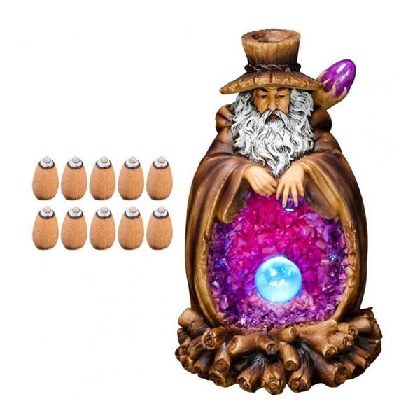 

fragrance lamps resin backflow ceramic back flow incense burner old man holder with led light 10 pcs