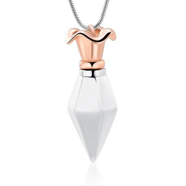 

pendant necklaces cremation jewelry memorial necklace for ashes rose flower keepsake stainless steel cone urn holder, Silver