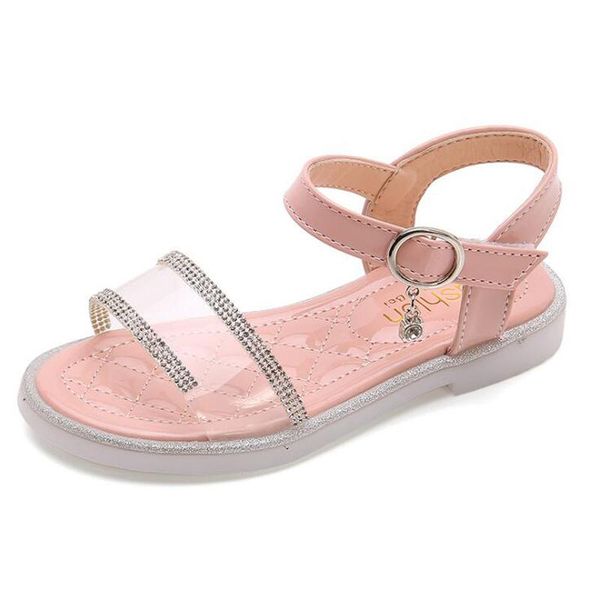 

sandals children's shoes girls summer 2021 fashion children princess rhinestones student non-slip beach kids, Black;red
