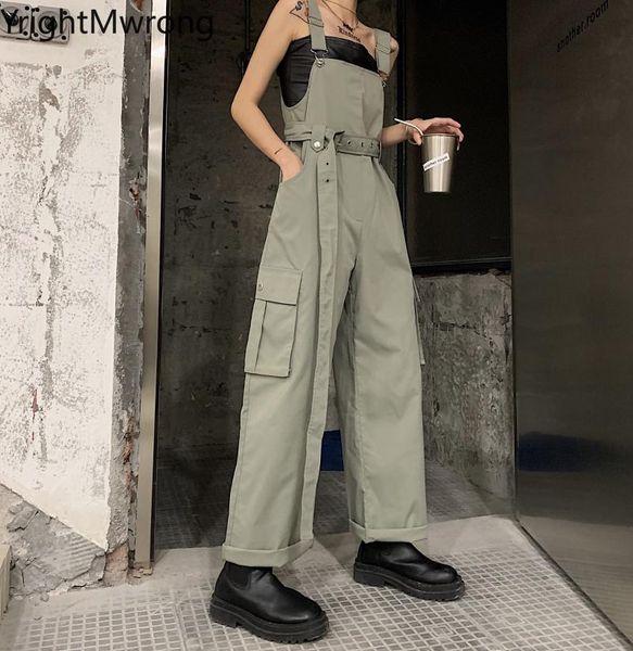 

women's pants & capris cargo jogger pant high waist belt fashion summer casual streetwear straight romper overalls tracksuit jumpsuit t, Black;white