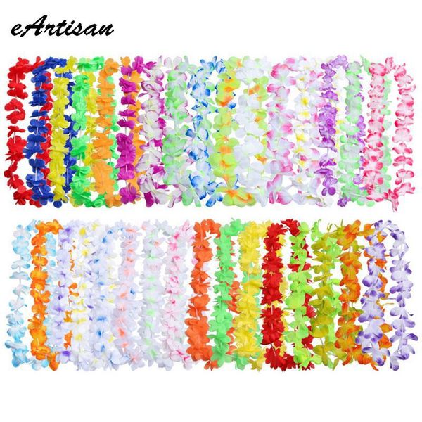 

decorative flowers & wreaths 50pcs hawaiian leis garland artificial necklace hawaii party supplies beach fun wreath diy xmas gift wedding de