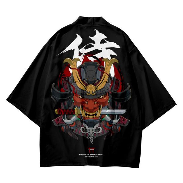 

ethnic clothing men's japanese kimono traditional original samurai pattern casual loose thin jacket asian cardigan, Red