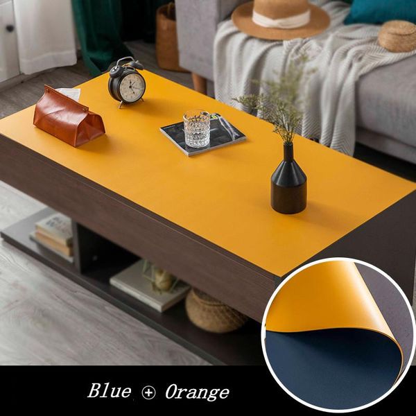 

waterproof office notebook writing desk mat leather tablecloth custom rectangle two-color table decor protector cover cloth