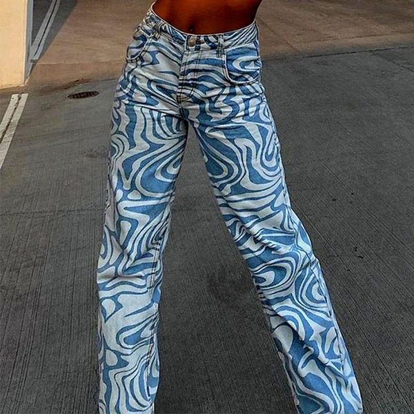 

spring zebra print straight womens pant long high waist pocket casual trousers streetwear fashion ladies bottoms, Black;white