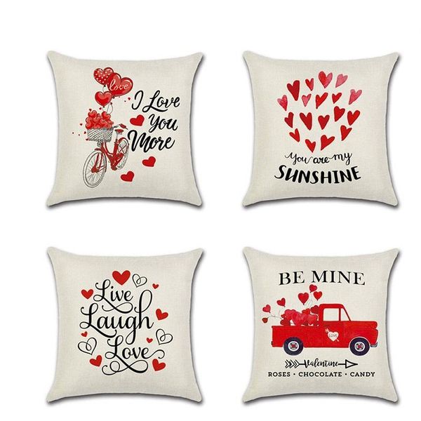 

valentine day decor red truck bicycle balloon throw pillow case wedding decorations event party supplies cushion cover cushion/decorative
