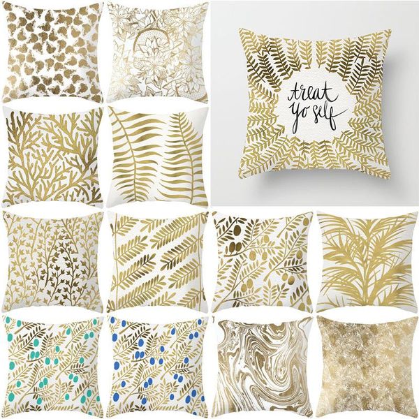 

nordic golden geometric peachskin white hugging pillowcase decorative cushion pillow cover home sofa throw case 45x45cm