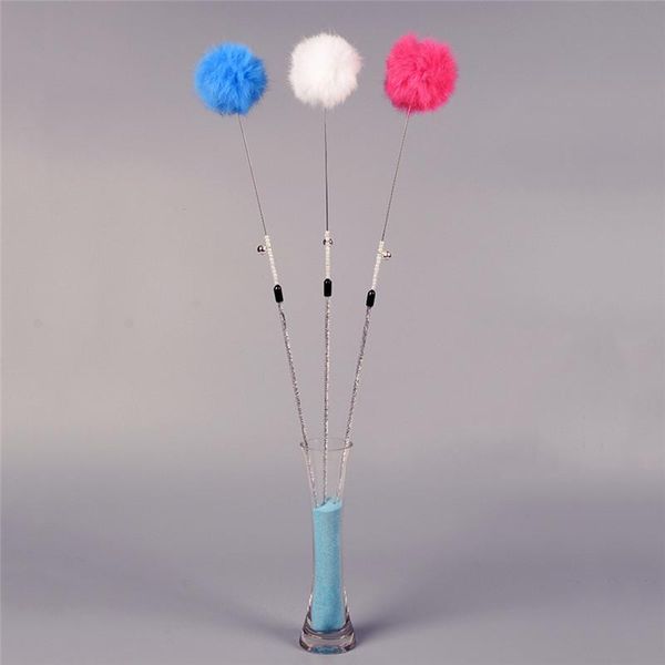 

cat toys kitten pet toy wand teaser rods hair ball interactive play funny color randomly est