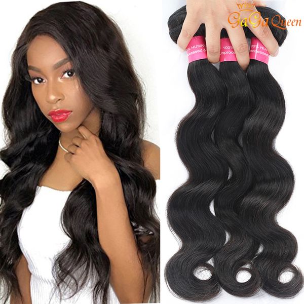 

28 30inch body wave virgin hair raw indian body wave human hair bundles, Black