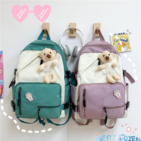 

backpack unique hit color school bag female ins korean version of harajuku ulzzang high student cute travel
