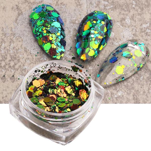 

nail glitter reflective color chunky bulk sequins holographic nails art decoration gradient blue paillettes manicure tips be1904, Silver;gold