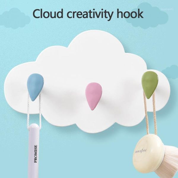 

cartoon colorful cloud strong glue magic wand hook nail-door hanger bathroom towel decoration hooks & rails1