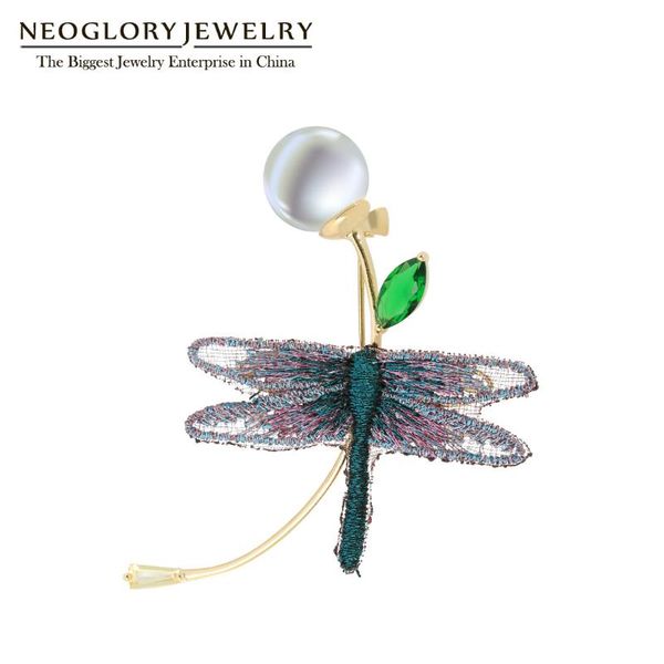 

pins, brooches neoglory chinese style fashion embroidery dragonfly for women creative jewelry female party gift customers, Gray