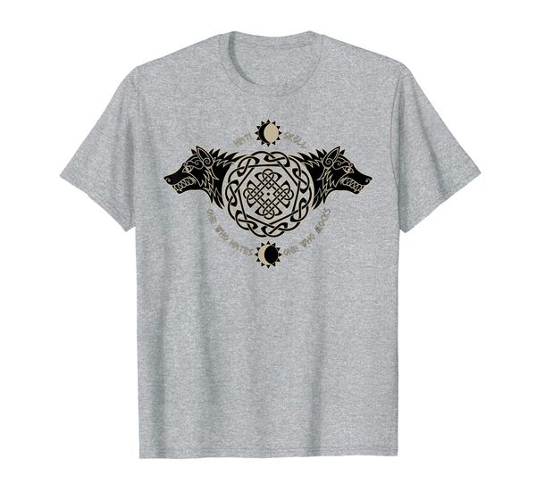 

skoll and hati shirt wolf fenrir norse nordic symbol t-shirt, White;black