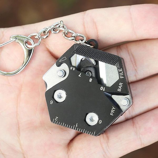 

professional hand tool sets 1 pcs multifunctional hexagon coin pocket knife folding outdoor mini screwdriver stainless steel keychain