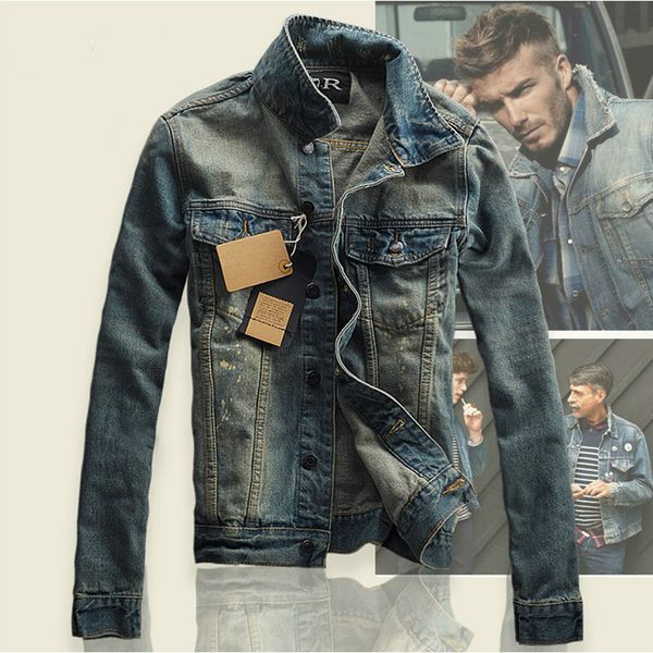

men's jackets denim men's jacket high-street turtleneck cotton washed distressed shreds cowboy outwear streetwear vintage s xro1, Black;brown