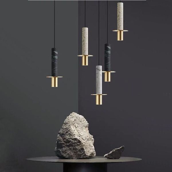 

pendant lamps simple modern nordic personality creative black and white marble terrazzo restaurant bar coffee shop small chandelier