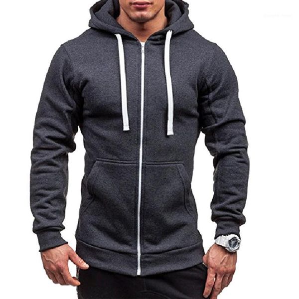 

men's jackets autumn winter fashion men slim solid color zip up hoodie hooded sweatshirt jacket coat outerwear, Black;brown