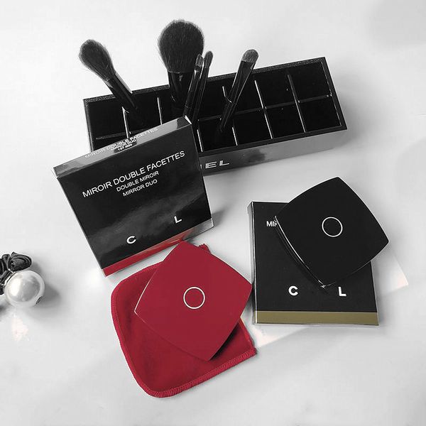 

channel lady black makeup folding cosmetic mirror tools collectable portable travel compact pocket classic style gift