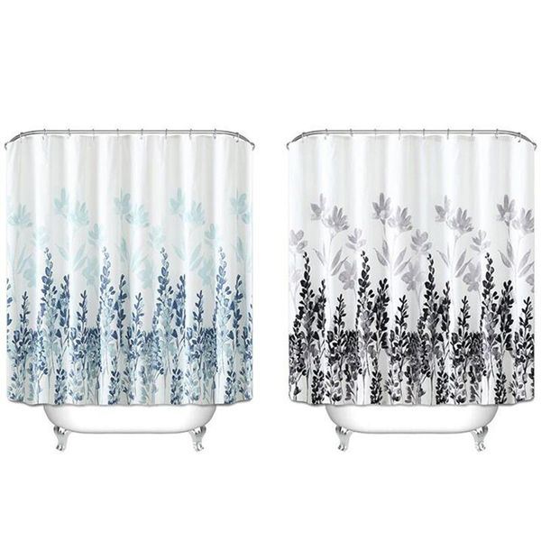 

leaf printed shower curtain waterproof polyester toilet partition bathroom with hooks home decor curtains