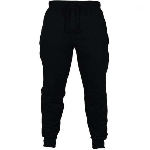 

men casual sweatpant fashion joggers drawstring trousers solid color men's hip hop fitness pants gym sportwear, Black