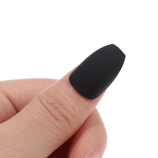 

false nails 1 set (24pcs) wearable long fake black matte with jelly rubber glue, Red;gold