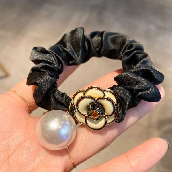 

hair clips & barrettes korea luxury camellia pearl tie fashion fabric flower rope headdress, Golden;silver