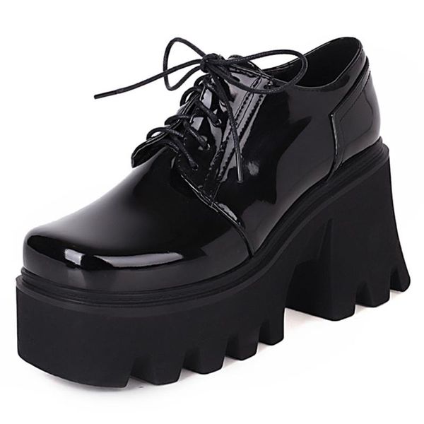 

brand sale fashion platform skidproof square high heels casual pumps gothic style cosplay derby shoes women dress, Black