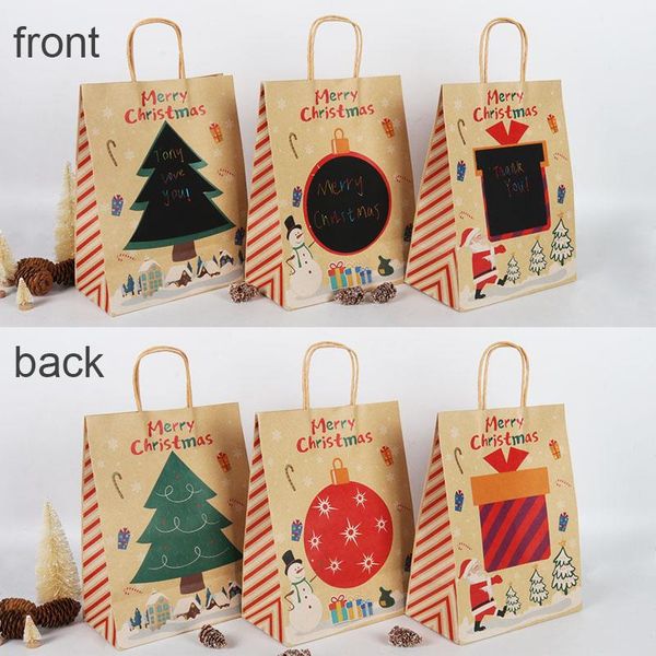 

3pcs merry christmas paper bags with magic scratch sticker xmas decorations for home packing candy gift bag year wrap