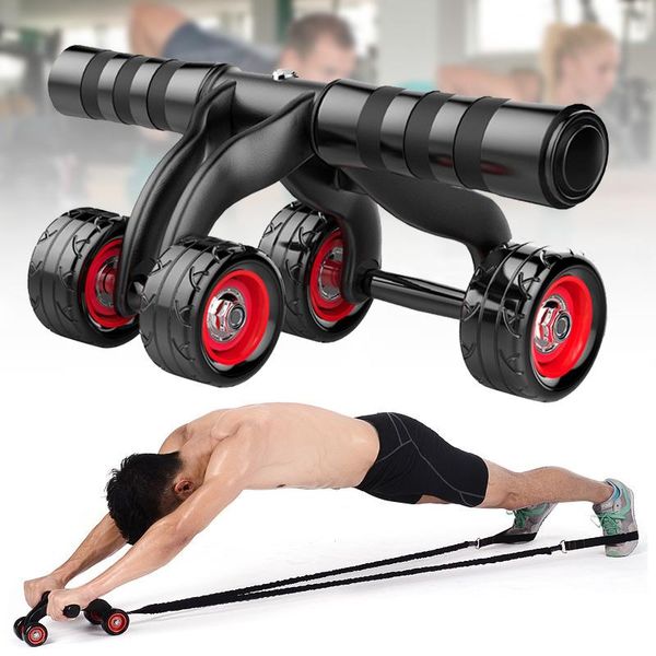 

3-in-1 abdominal wheel roller 4 wheels with pull band knee pad for home workout exercise strength training thin889 equipment