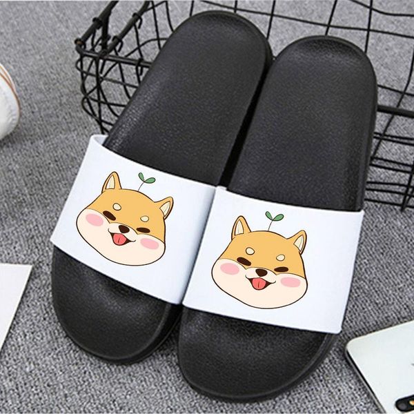 

slippers sandals for women 2021 home flat floor cartoon dog print indoor female anti-slip slides plus size 41, Black