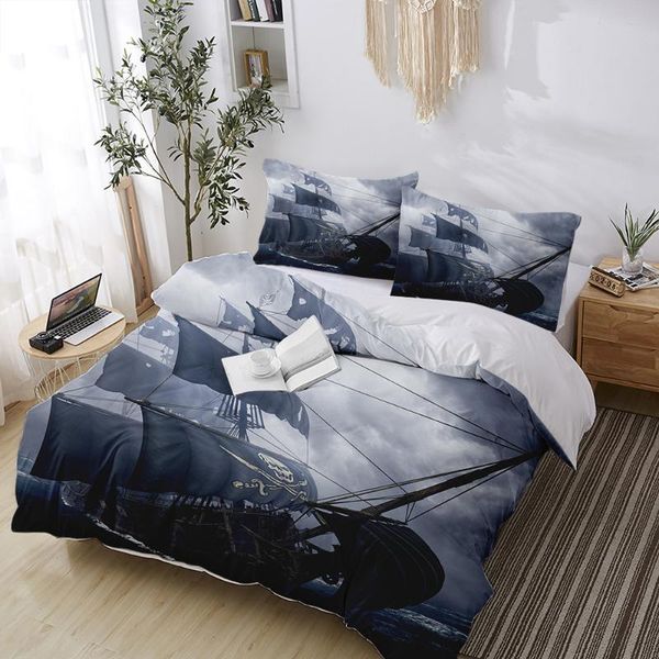 

bedding sets custom  king single 3d print pirate ship beding set fashion sailboat pillowcase duvet cover home bedroom decor adult