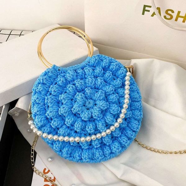 

diy hand woven bag 2021 personalized pearl chain trend fashion shoulder only contains materials