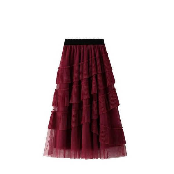 

skirts multi layer cake skirt women high waist slim spring black mesh