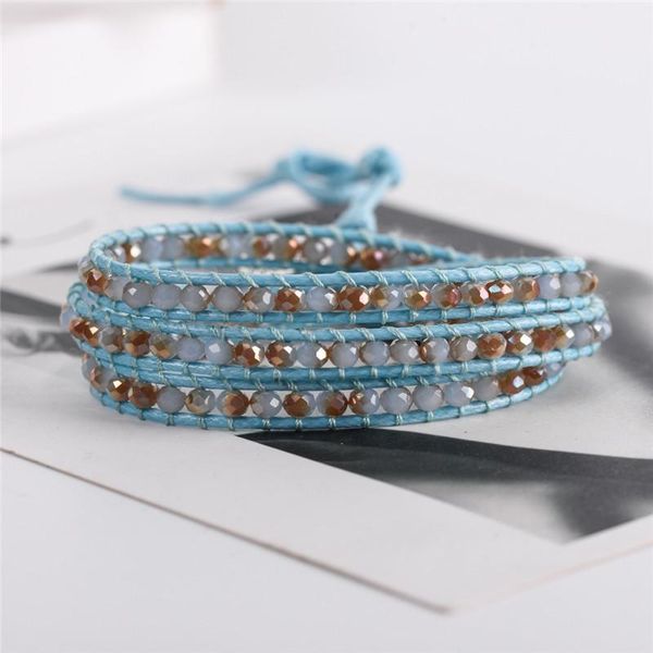 

tennis ygline 3x bohemia bracelet leather wrap for women man 2021 vintage weave beads charm handmade, Golden;silver