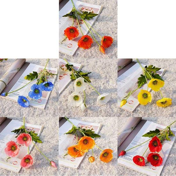 

decorative flowers & wreaths wedding bouquet bridesmaids artificial silk mini poppy flower bedroom party office decor garden po props