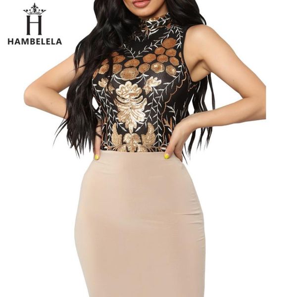 

women's jumpsuits & rompers hambelela women turtleneck print jumpsuit spring vintage sleeveless bodysuit 2021 arrival black body femini, Black;white