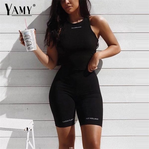 

summer biker shorts high waist women elastic skinny fitness korean casual short letter print black 210621, White;black