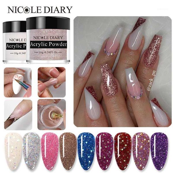 

diary acrylic dip nail glitter holographics extension powder carved flower chrome dust pigment decoration1, Silver;gold