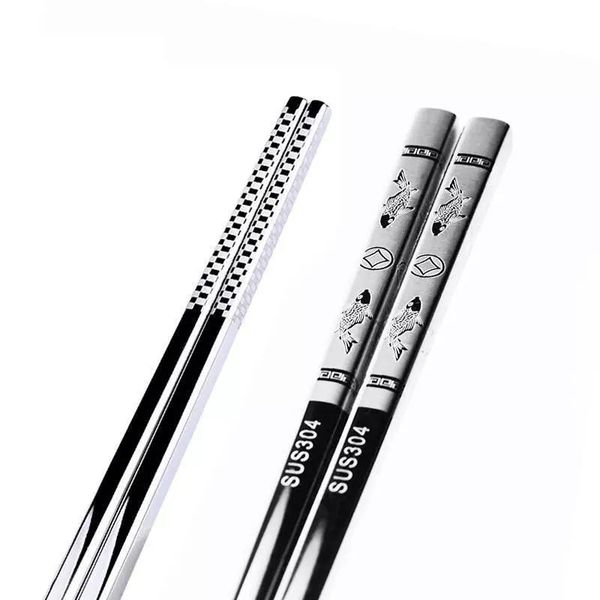 

chopsticks 1pair stainless steel anti skid fish dragon metal iron portable chinese healthy stick for sushi set