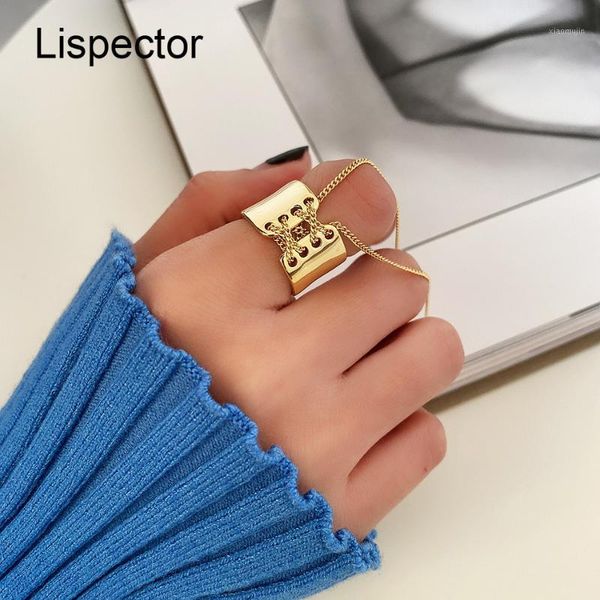 

cluster rings lispector 925 sterling silver boho bandage shoelace chain for women original wide wrap ring rock punk jewelry gifts, Golden;silver
