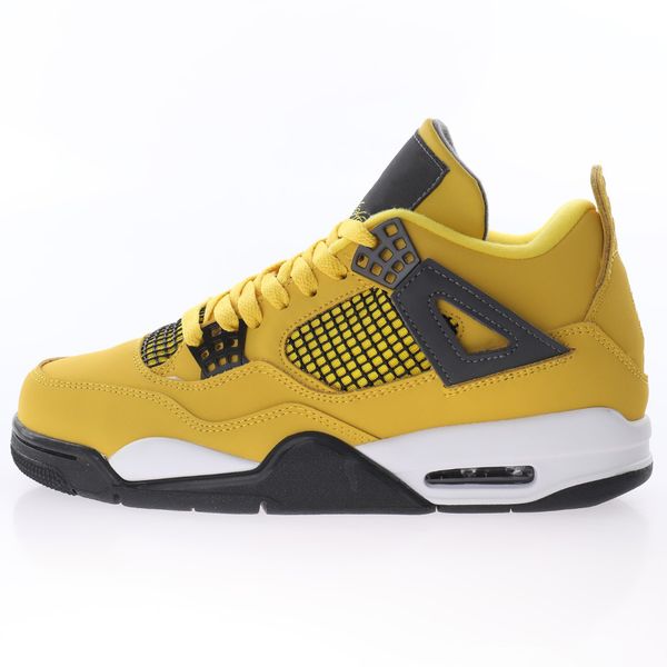 

jumpman 4 mid retro men basketball shoes yellow lightning mens sneakers size 40~46
