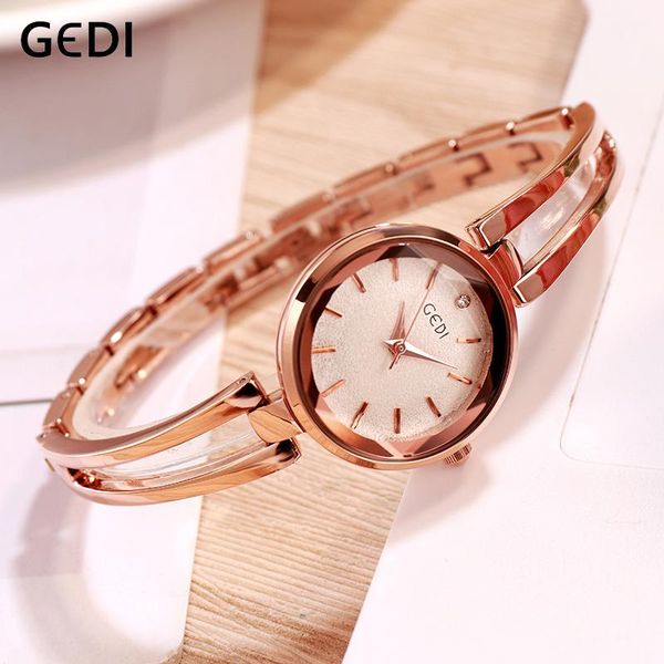 Armbanduhren Relogio feminin GEDI Einzigartige Armband Design Frauen Uhr Exquisite Elegante Damen Armbanduhr Rose Gold Uhr Bayan Kol Saati