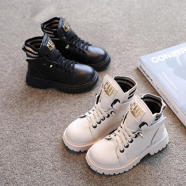 

boots 2021 winter children kids snow ankle for woman girls'shoes boys non-slip leather autumn waterproof, Black;grey