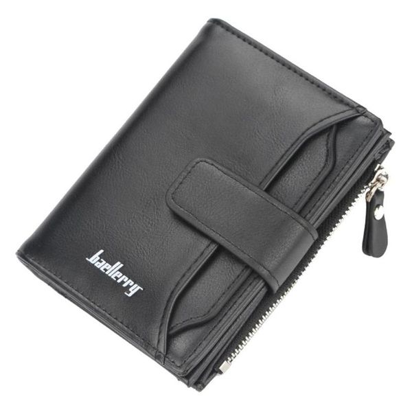 

wallets none men soft leather short wallet zipper classic business purse, Red;black