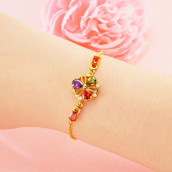 

charm bracelets 18k gold plated for women vietnam sand bracelet fashion jewelry colorful gems chain femme pulseras, Golden;silver