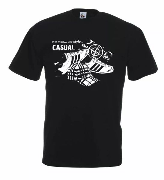 

jersey casual sunday u28_j t-shirt cotton hooligans mods terrace crew, White;black