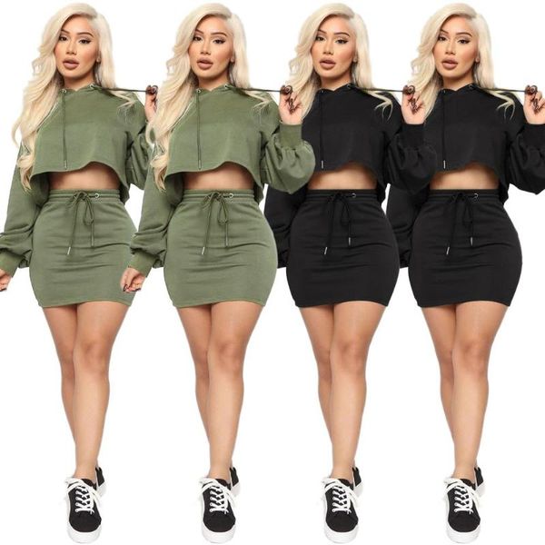 

two piece dress women's explosion nightclub service hooded strap solid color skirt set two-piece casual party bag hip, White